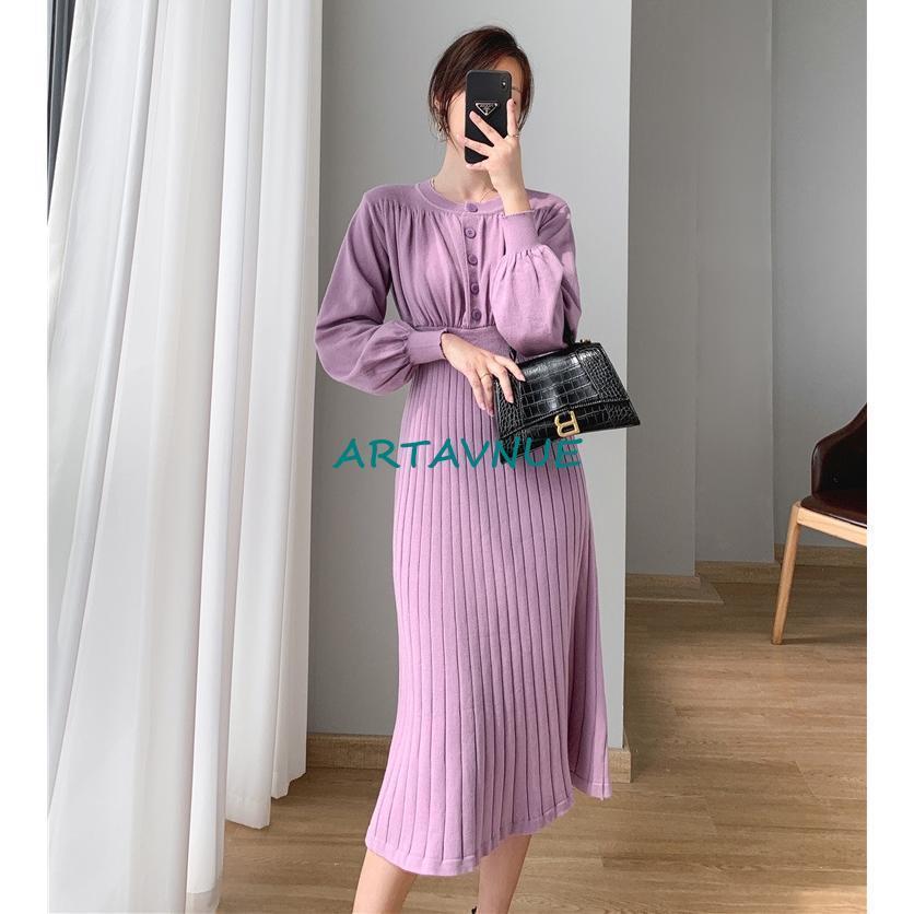 リブニットワンピース レディース ロングワンピ 春秋冬 長袖 無地 オシャレ結婚式ドレス 通勤OL 着痩せ シンプル 20代 30代 40代