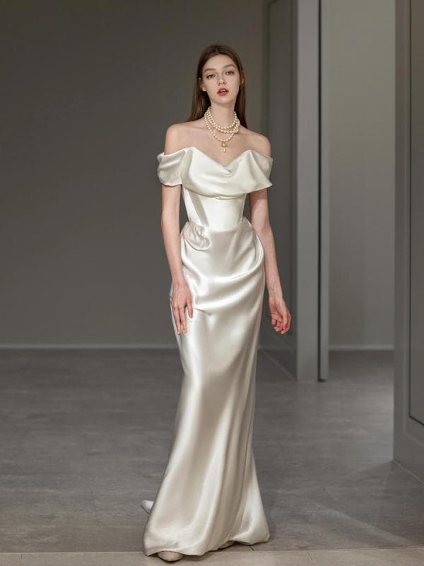 ドレス　パーティー　レディース アリス 高級 大きいサイズ 腕を 覆う 軽い ウェディングドレス 西 太后 トースト ドレス 花嫁 パーティー 白い イブニングドレス