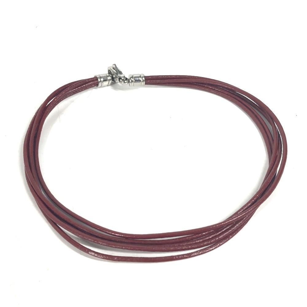 チョーカー 5連 ロゴ ネックレス アクセサリー レザー ブラウン