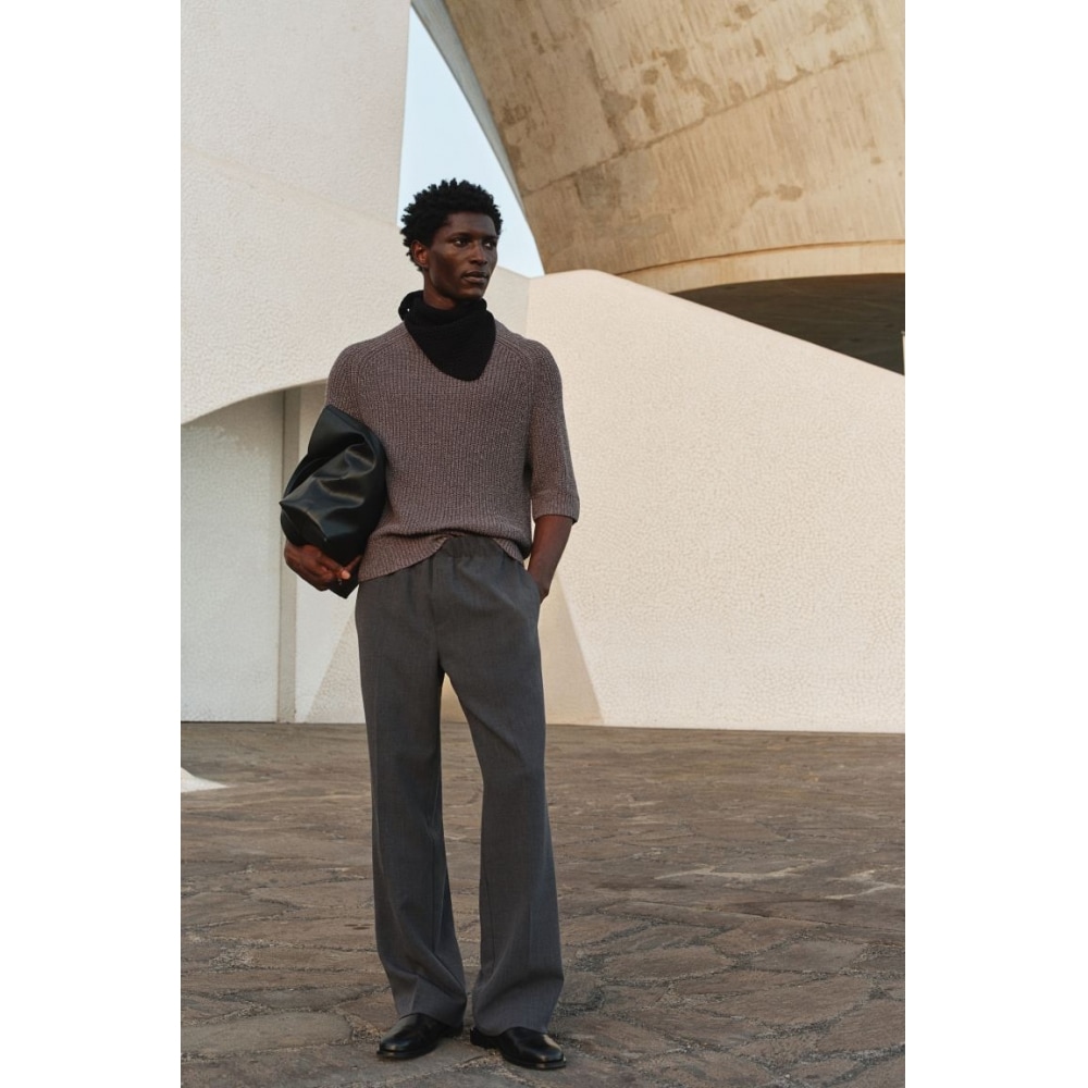 H&M パンツ レギュラーフィット ダークグレー