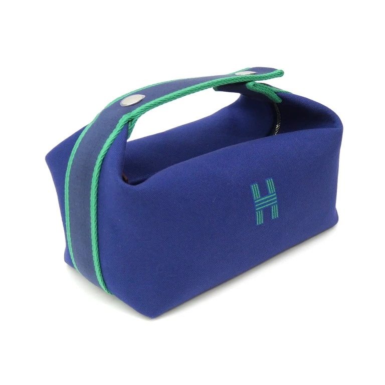 エルメス HERMES ブリッド ア ブラックPM ポーチ マリーンブルー キャンバス(68843)
