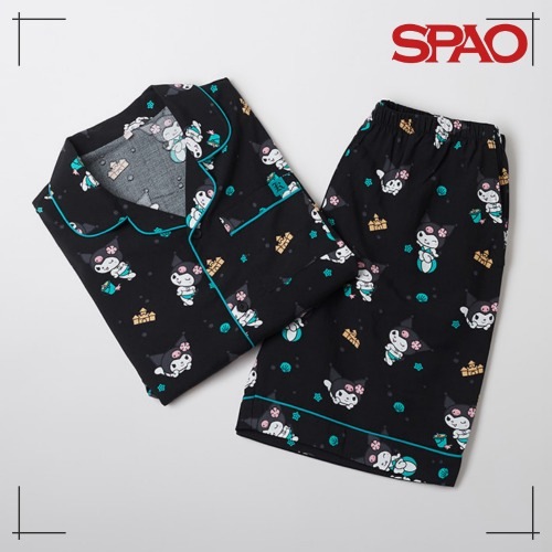 SPAO サンリオ サンリオキャラクターズ 半袖 パジャマ(BLACK) かわいい 部屋着 韓国人気