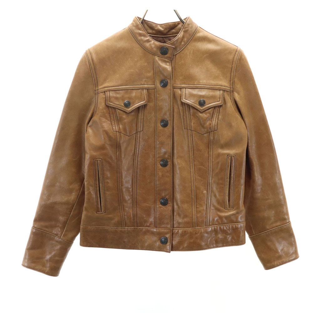 牛革 レザー シングル トラッカー ジャケット XS ブラウン レディース