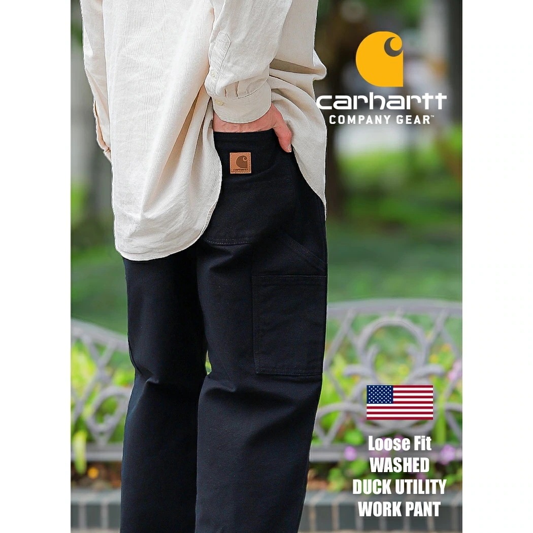 CARHARTT カーハート B11 ダック パンツ LOOSE FIT WASHED DUCK UTILITY WORK PANT BLACK ( 黒 ブラック ペインター ボトムス ワーク メンズ