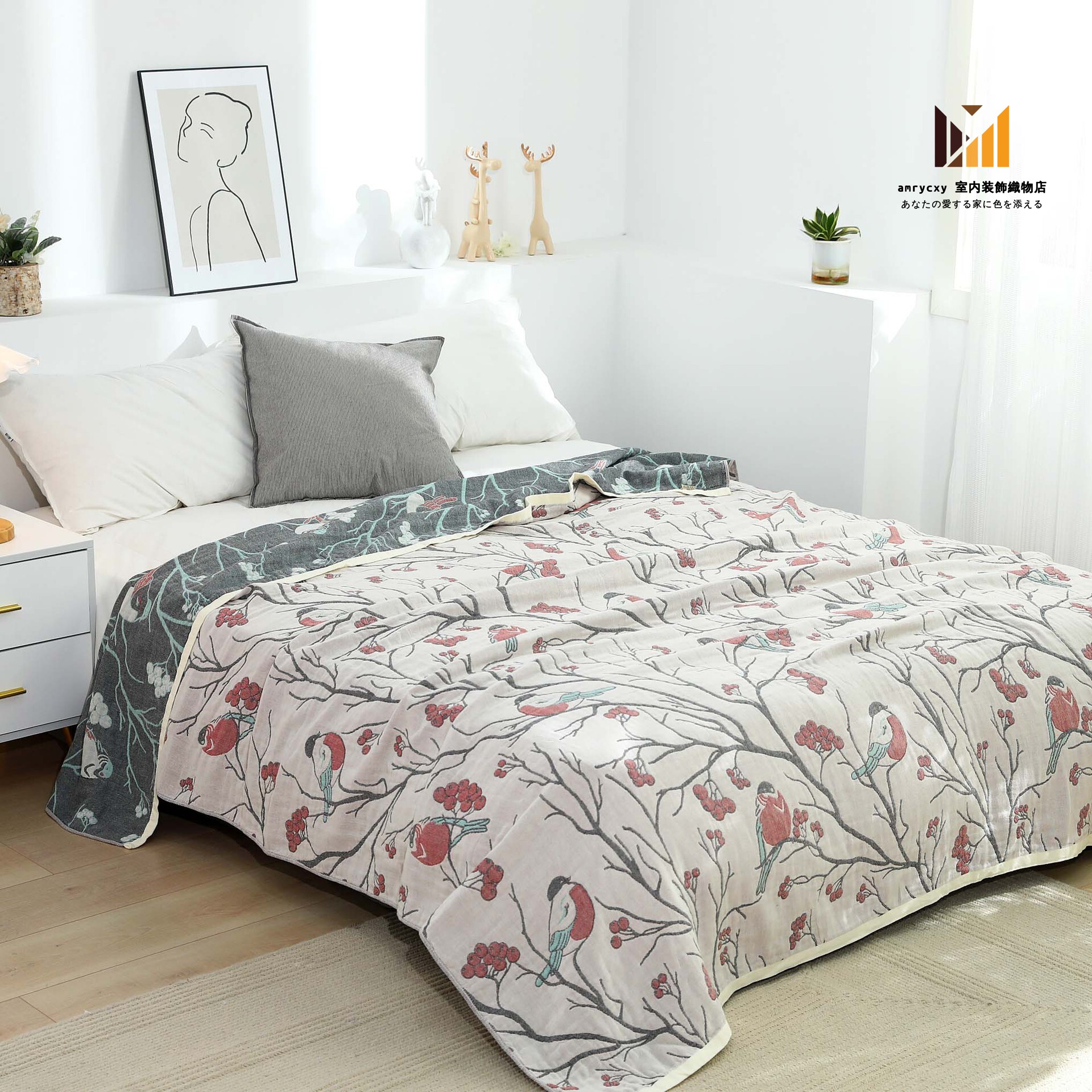 フラワー ガーゼケット タオルケット 4重織り 綿100% シングル ふわふわ 吸湿 通気 夏快眠 お昼寝ケット ブランケット ひざ掛け 軽量 夏用ブランケット オールシーズン 春夏 秋冬 薄い掛けふ