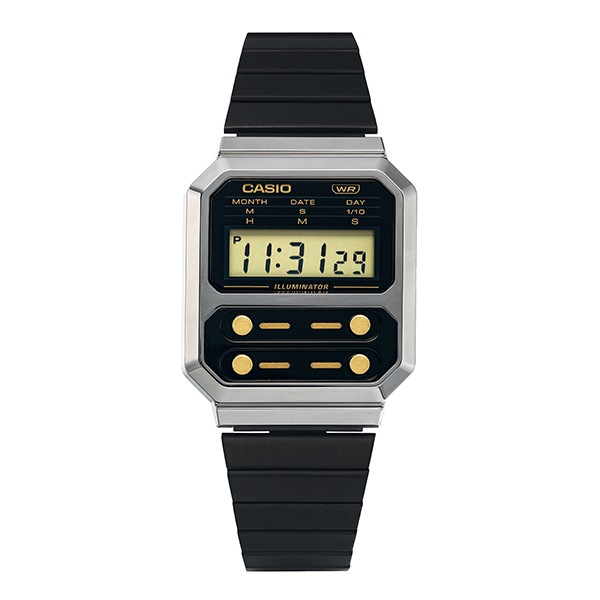 カシオカシオA100WEGG-1A2DFスクエアデジタルヴィンテージレトロ共用メタル時計