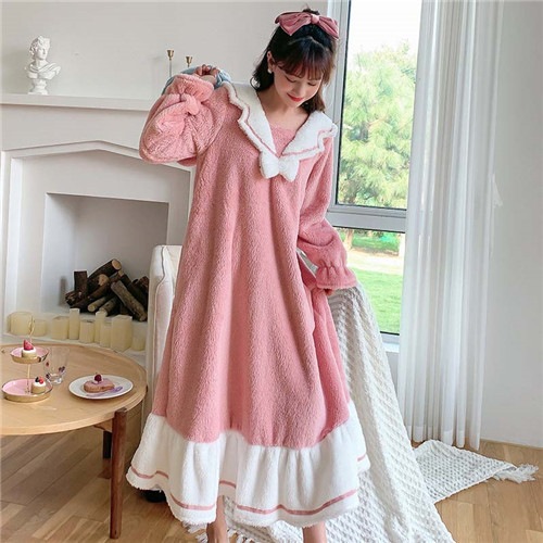 秋 可愛い ロング丈 冬 Rsa11177001 長袖 裏起毛 あったか レディース 姫系 ルームウェア 部屋着 プリンセス ワンピース パジャマ ネグリジェ 姫 ふわも かわいい お姫様 もこもこ