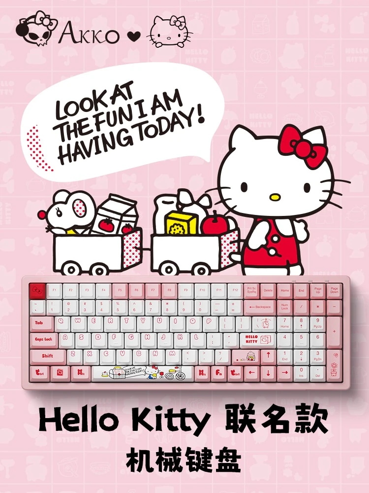 20242枚購入でカード2キーホルダー LEDゲーミングキーボードハローキティ メカニカル キーボード有線 Pbt 昇華型ガールズ コンピューター オフィス ゲーム