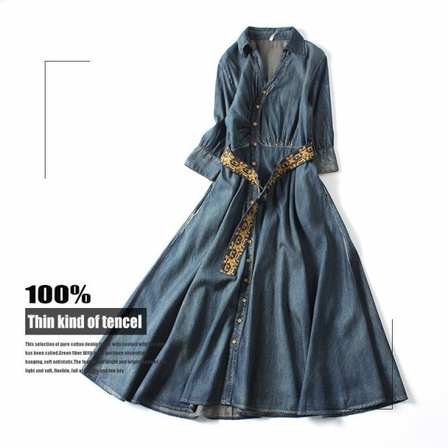 ロングワンピース ベルト付き デニムワンピース 5,828円