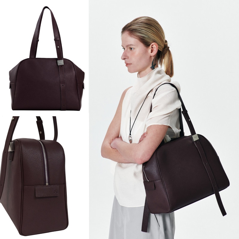 [AHNI] Midnight Boston bag_Bordo 牛革ショルダーバッグ