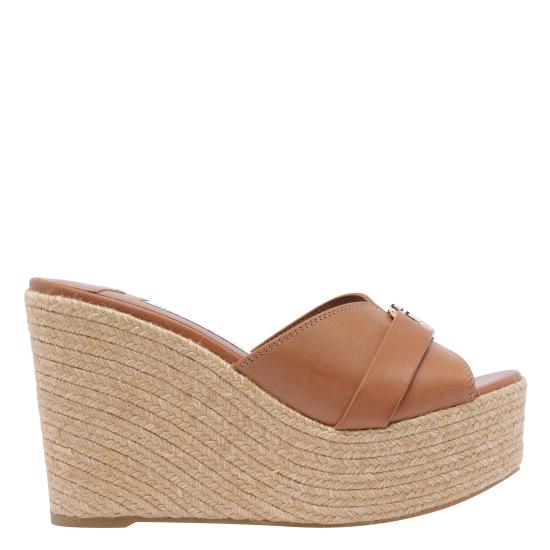 JIMMY CHOO Women Sandals LEDA WEDGE 100 FDZTAN GOLD Brown