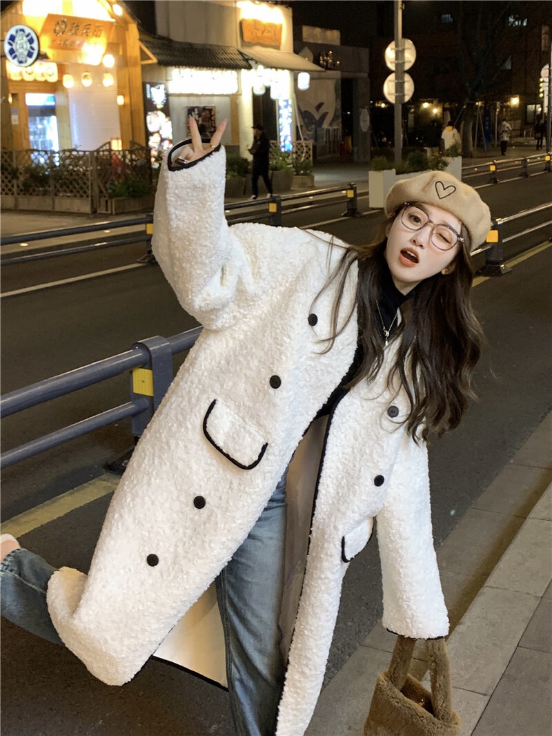 ボアコート ムートン コート ダブル ロングコート レディースアウター ジャケット コート. アウター もこもこ 可愛い ボアフリース ガウンコート ２カラー C330