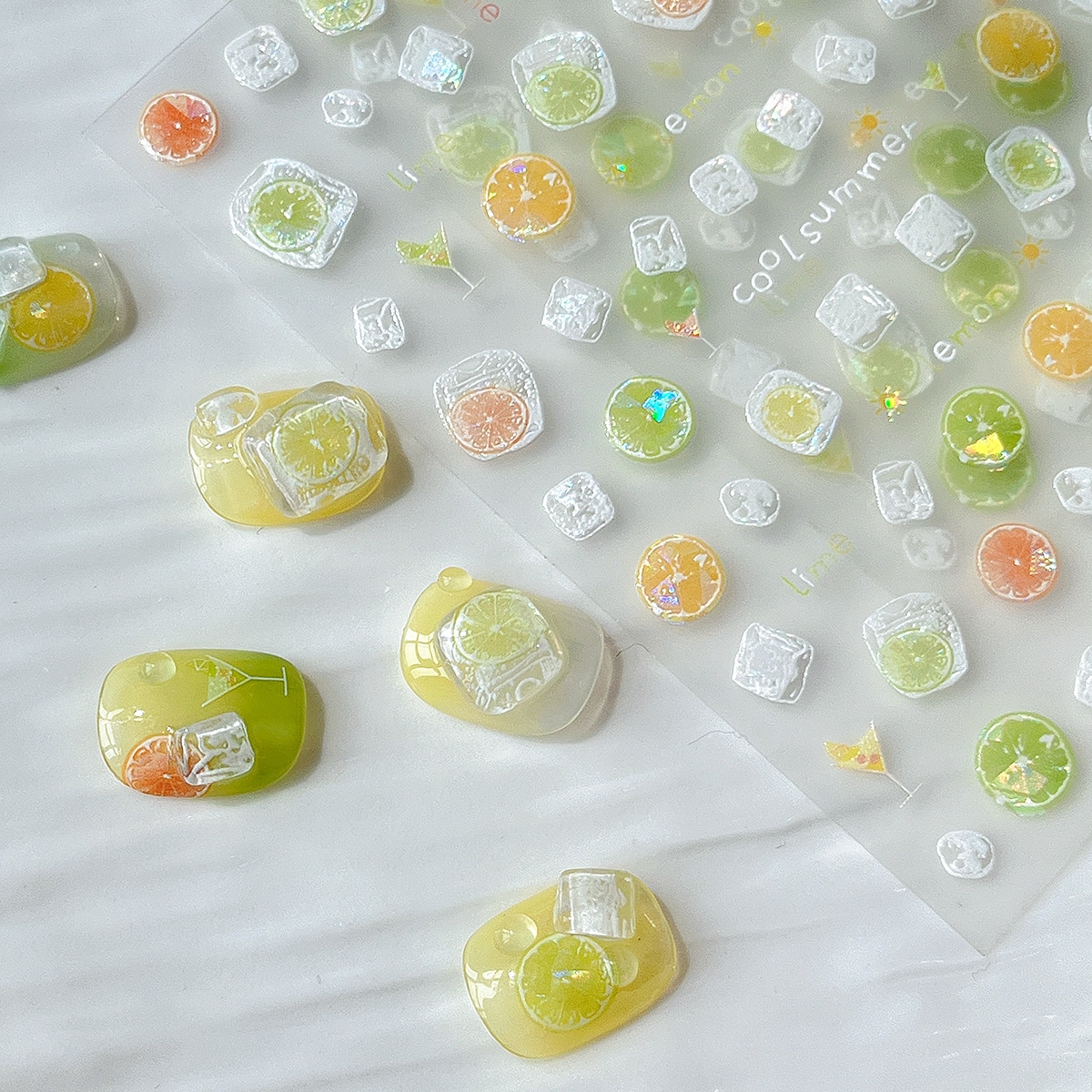 【1点ご購入 で10点プレゼントいたします】シェルライトレモンチップネイルシールシンプルフラッシュ夏のプチフレッシュデコレーションシール