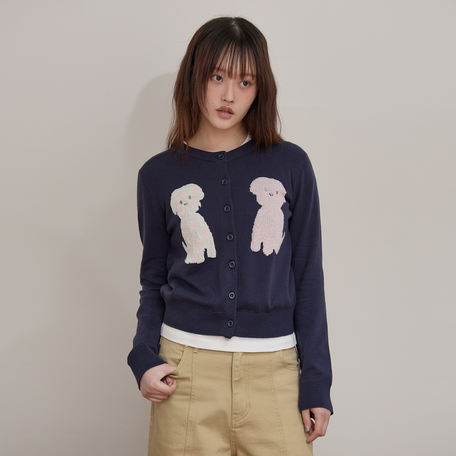 Puppy Boucle Cardigan NAVY