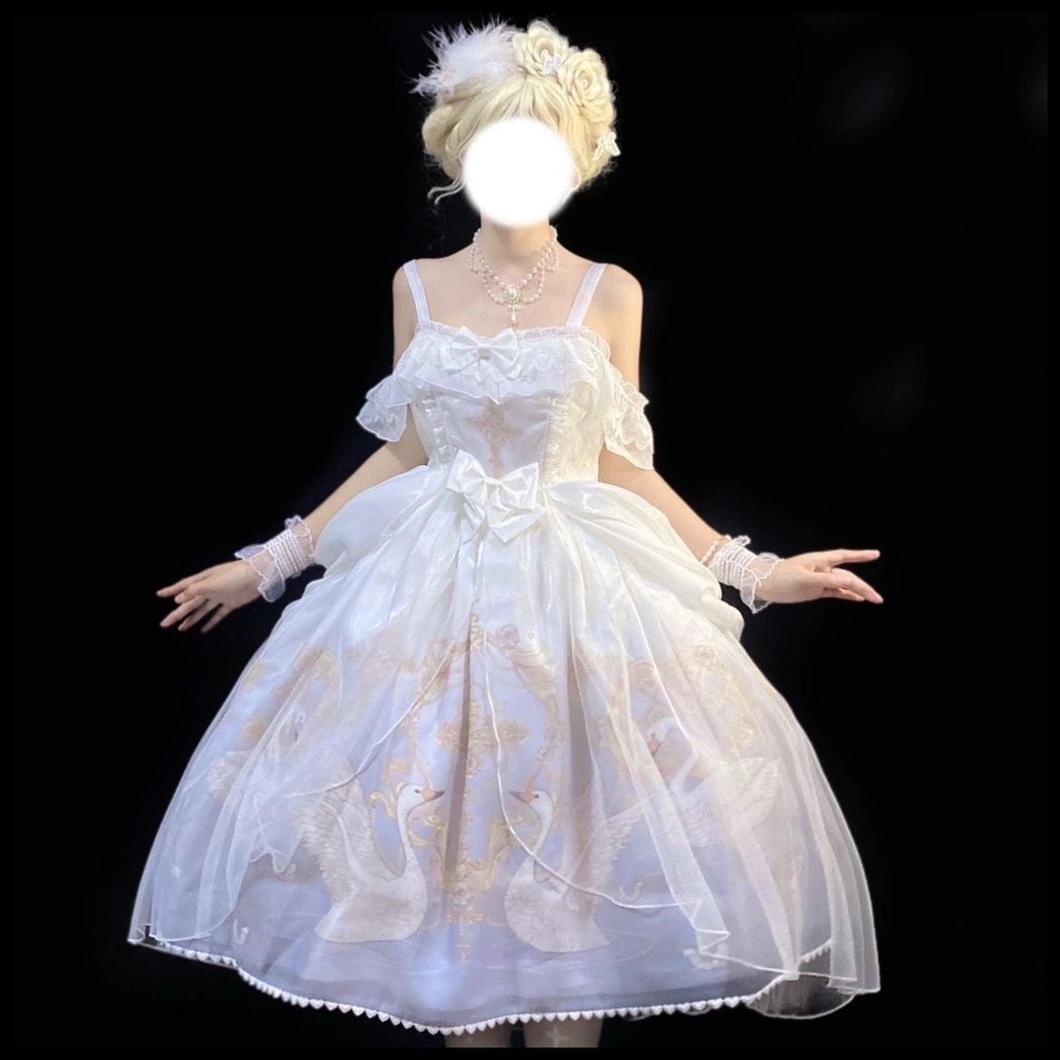 【フルセット】デザインハクチョウ夢lolitaワンピースエレガントcla系ライト花嫁ロリータ