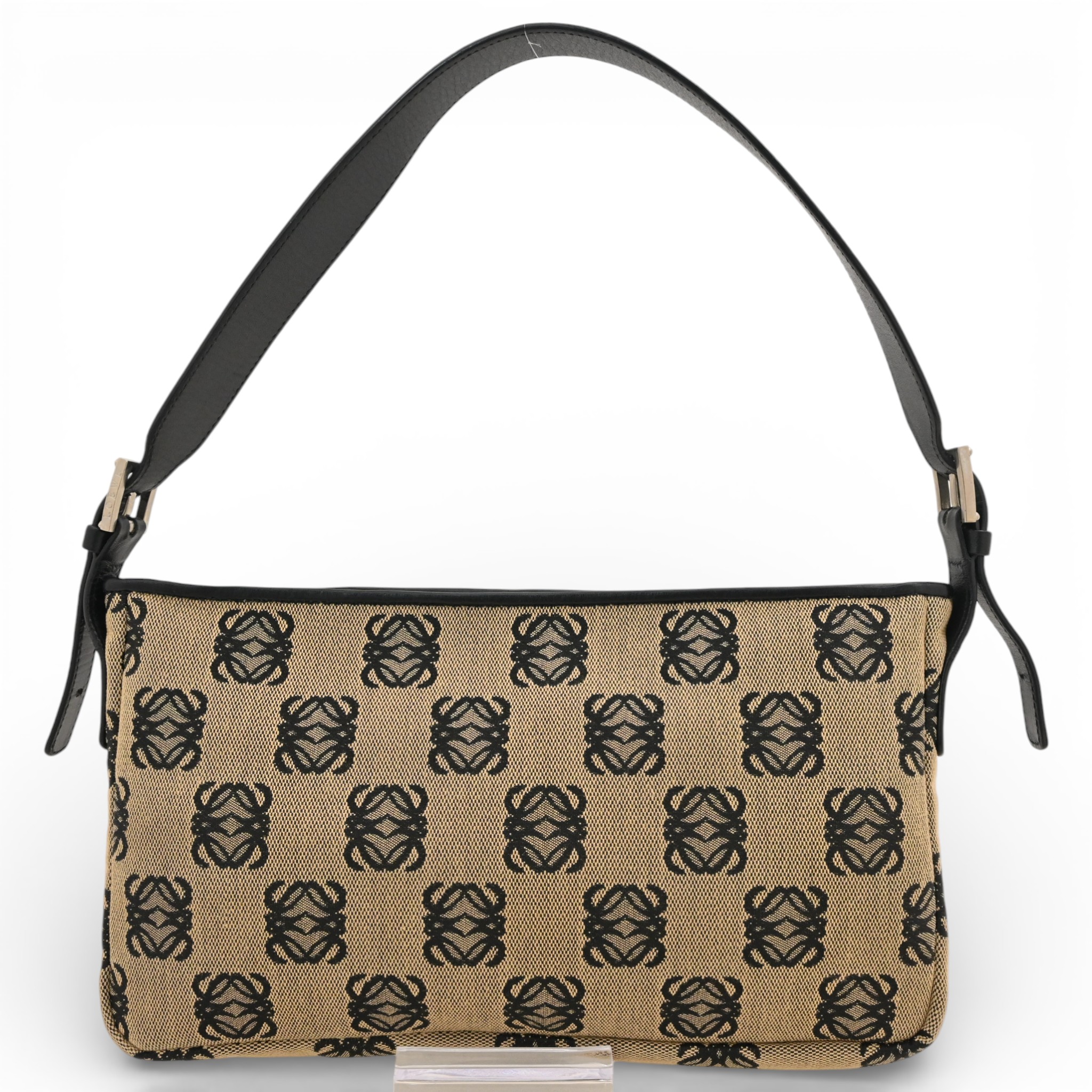 ロエベ アナグラム ロゴ ワンショルダー バッグ ブラウン×ブラック Aランク lo3838gg