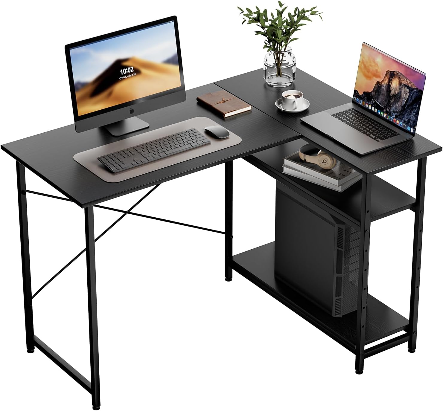 MIYOKI L字デスク パソコンデスク 幅110×奥行48×高さ75cm 左右入替え PCデスク l字型