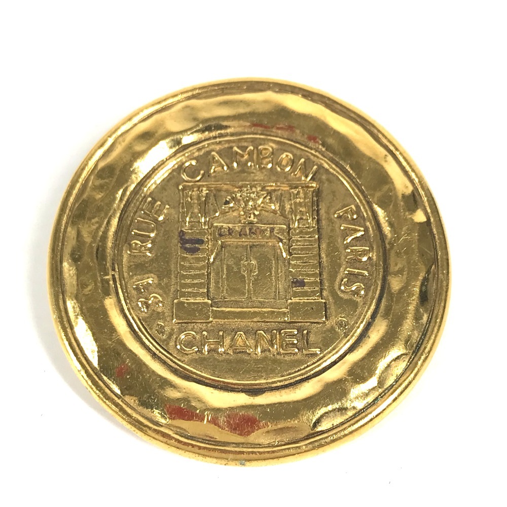 ブローチ ロゴ ヴィンテージ 丸型 ラウンド カンボン レトロ アクセサリー 小物 メタル ゴールド