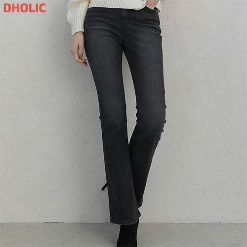 [メガ割りSALE]ブラックスリムフレアデニムパンツ