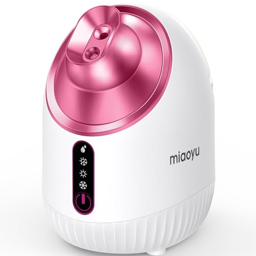 フェイススチーマー miaoyu 美顔器 フェイスケア 毛穴ケア 濃密ナノミスト 温冷 スチーマー 美容 保湿 水道水OK たっぷりタンク 美容家電 ピンク