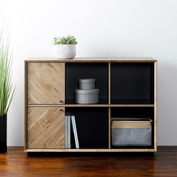 リビングボード ワイドラック 矢貼りデザイン アロー 幅115cm