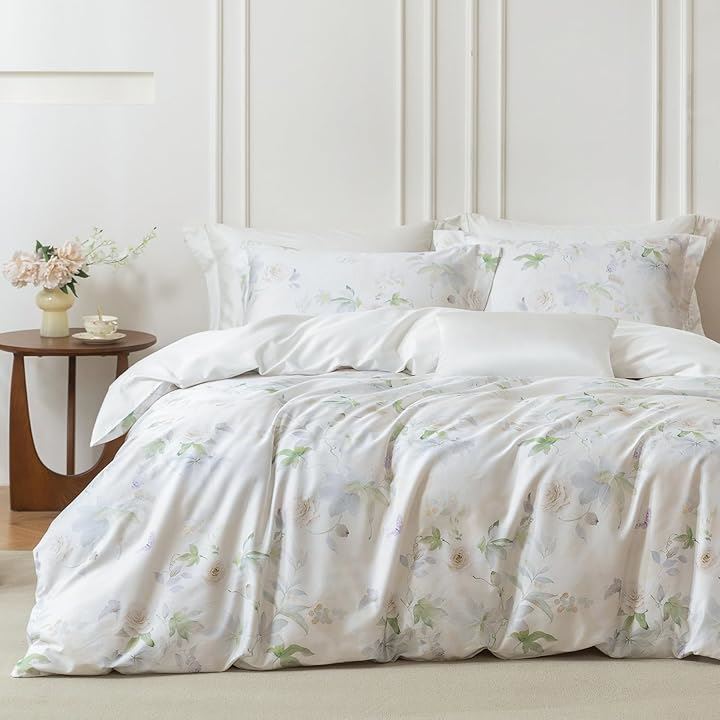 布団カバーセット 4点セット 通気性 60番手高密度織り オリジナル柄デザイン ベッドカバーセット おしゃれ 枕カバーx2 掛け布団カバーx1(Lumi, セミダブル・SD)