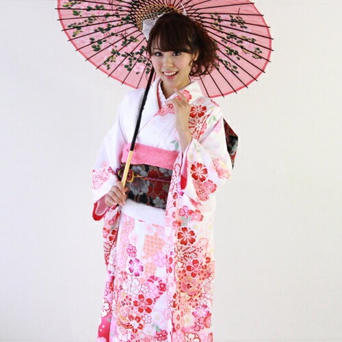 レンタル最大20日間 振袖 レンタル 成人式 セット 20点フルセット 白 ピンク オレンジ 桜 蝶 鹿の子 レトロ 成人式から結婚式やフォーマルまで 成人式応援価格