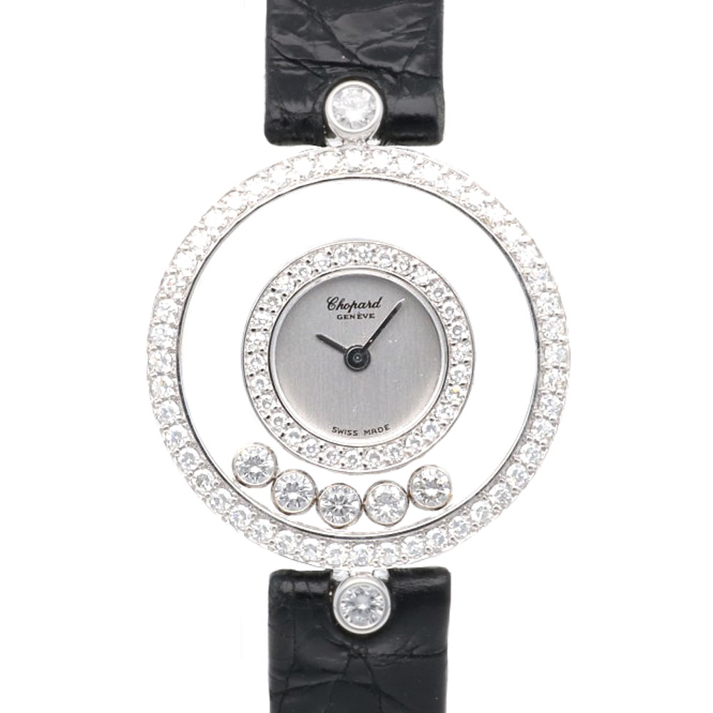ショパール ハッピーダイヤモンド 腕時計 18金 K18ホワイトゴールド 4097 クオーツ 1年保証 Chopard 中古