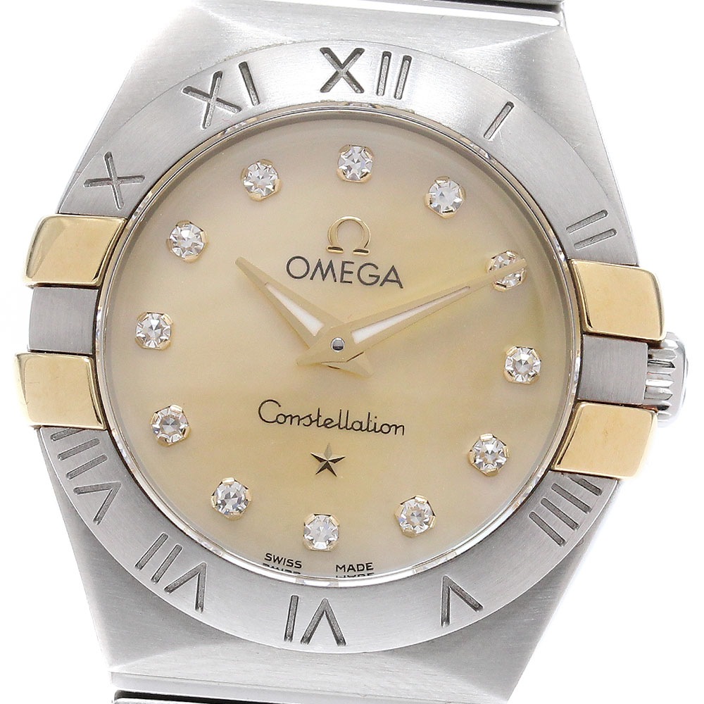 オメガ OMEGA 123.20.24.60.57.002 コンステレーション 12P シャンパンシェル文字盤 クォーツ レディース 良品 箱・保証書付き_934428【中古】