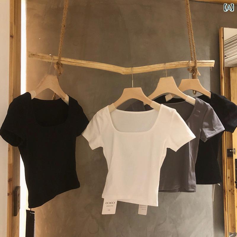 レディース トップス カジュアル おしゃれ Tシャツ 夏 半袖 ハイウエスト シック 魅惑 シャツ