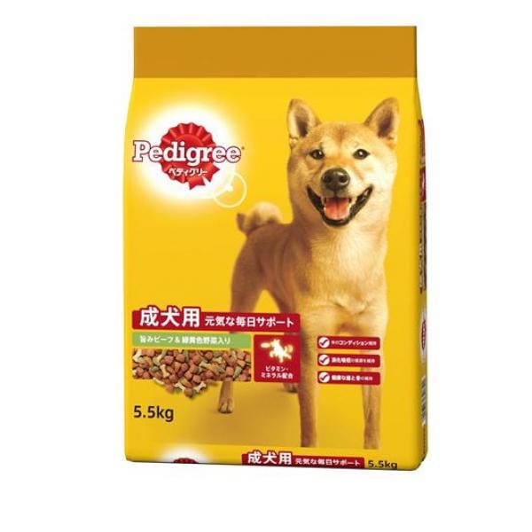 Pedigree(ペディグリー) ドライ 成犬用 旨みビーフ&緑黄色野菜入り 5.5kg 5,215円