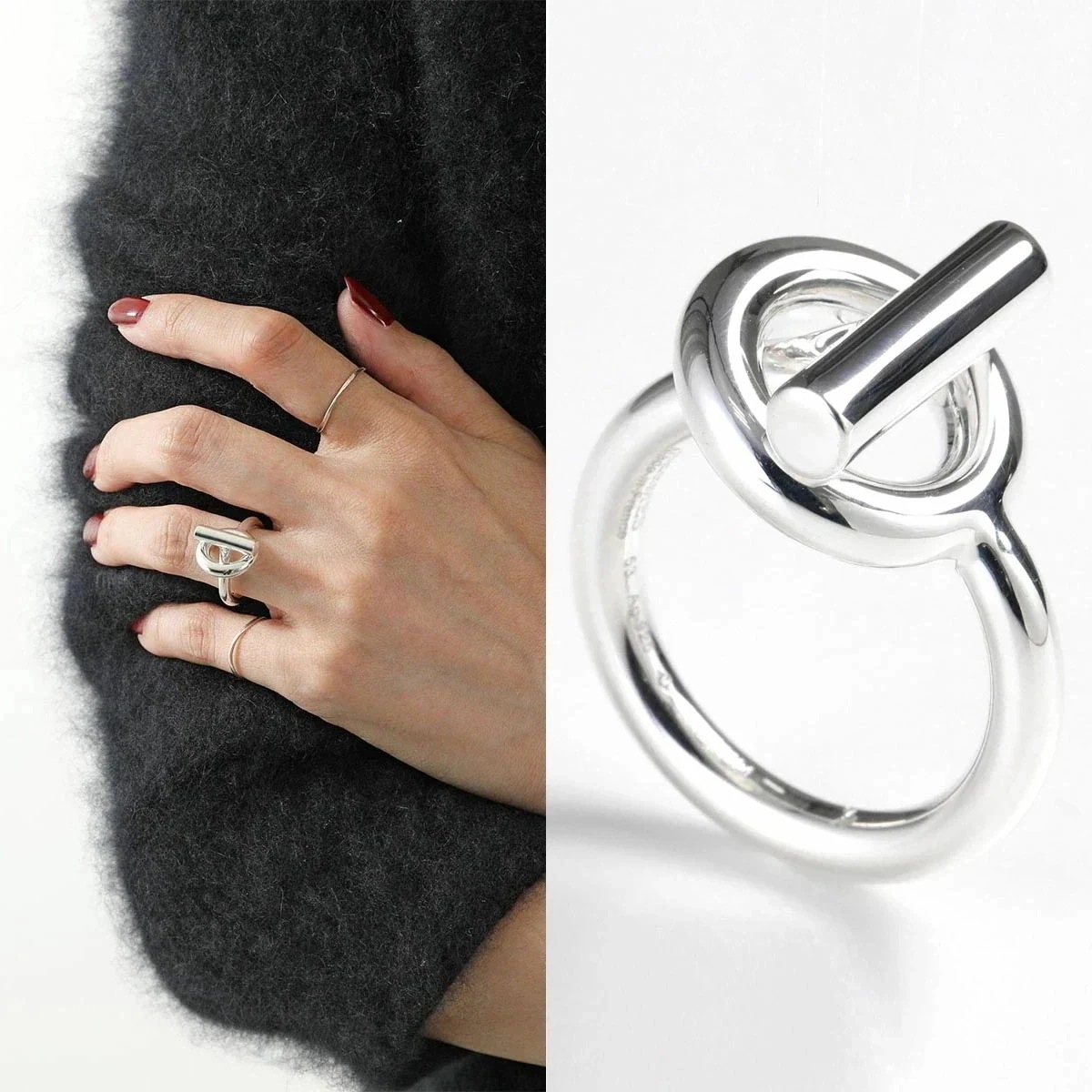 HERMES エルメス リング エシャペ Echappee MM レディース クロワゼット CROISETTE Chaine dancre シェーヌダンクル 指 77,750円