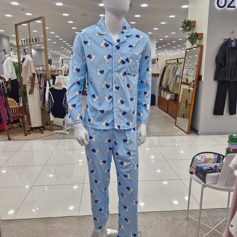 ミンク極細糸ウサギ捺染男性パジャマセット MP6058_SH