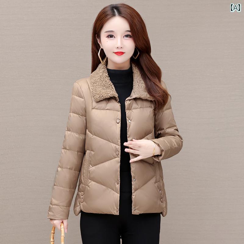 ジャケット ダウンジャケット レディース ダウン 女性 冬 ファッション ラムウール 小さい マザー ショート 軽量 ホワイトダックダウン
