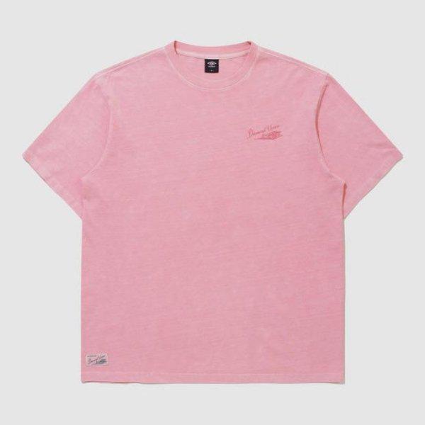 M 半袖Tシャツ CQK UQ121CRS11-PNK ウェイファインダー ガーメントダイ レタリング 半袖Tシャツ PINK