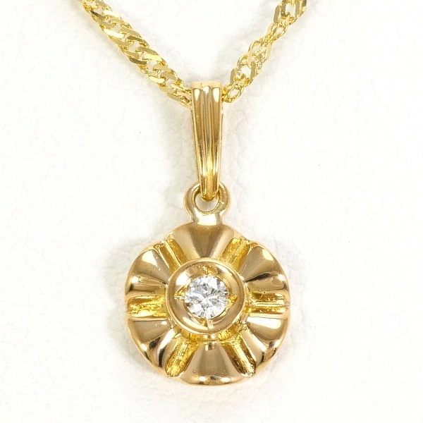 K18 18金 YG イエローゴールド ネックレス ダイヤ 約39cm ジュエリー 中古