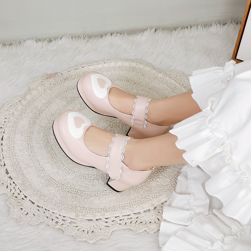 女性用防水ハイヒールスプリング太ヒールシングルシューズ女性用ベルクロストラップ付き