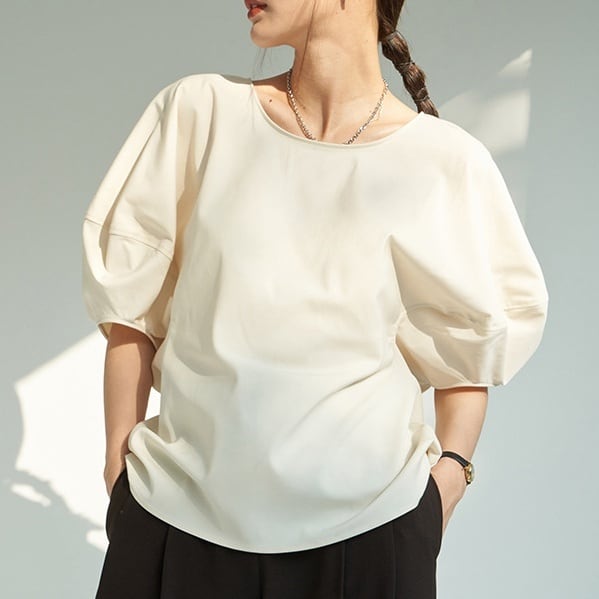 2color レディース トップス Tシャツ ブラウス カットソー 無地 シンプル ラウンドネック