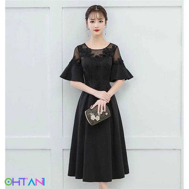 ロングドレス演奏会着痩せパーティードレスブラック黒レディースロング丈結婚式フォーマルお呼ばれ袖あり大人ピアノ発表会大きいサイズXS6XL