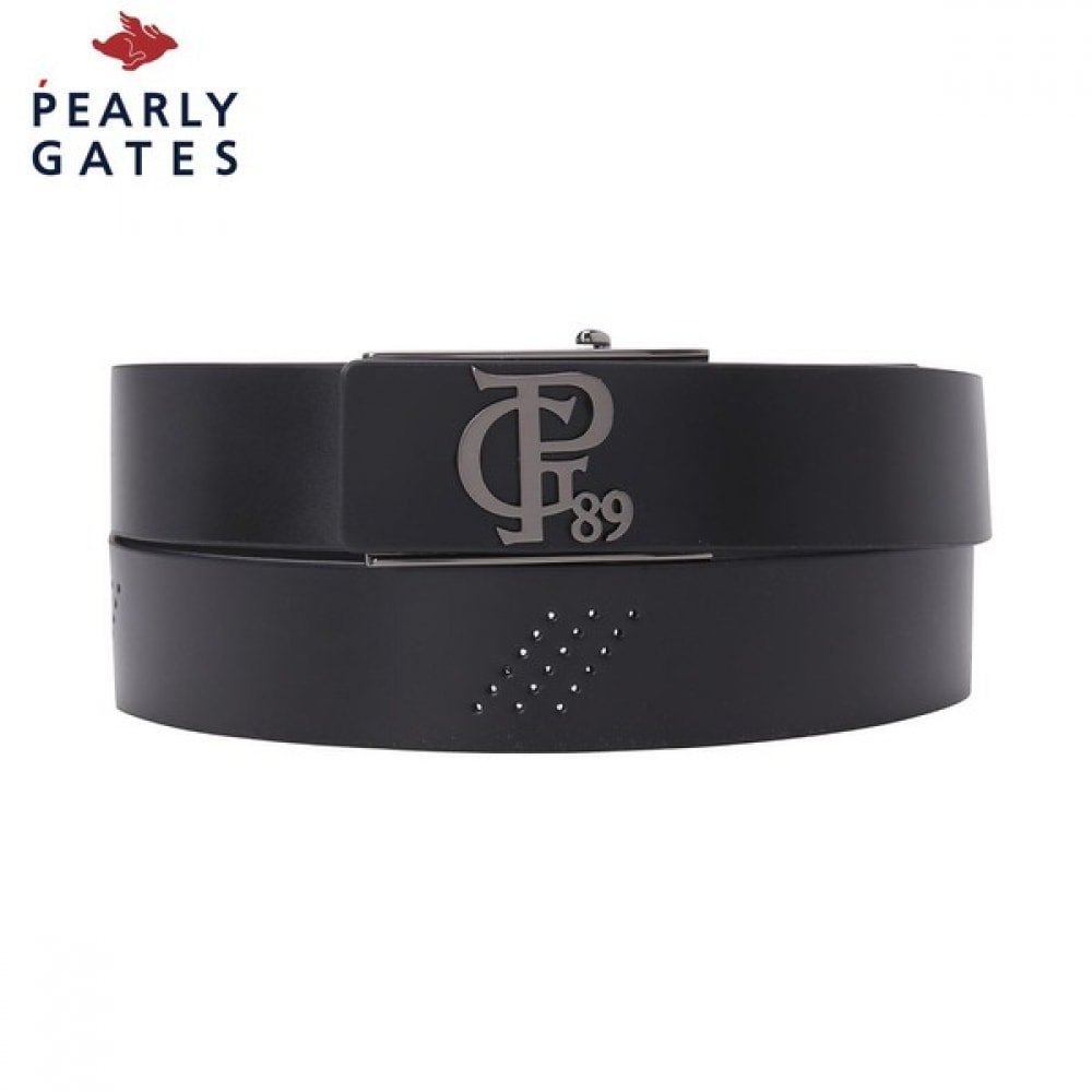 （パリゲイツ）メンズ斜め穴あきメタルロゴベルト