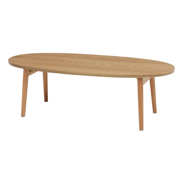 折れ脚丸テーブル 楕円 丸型 シンプル 天然木 ナチュラル 幅110×奥行48×高さ35cm MT-6422NA