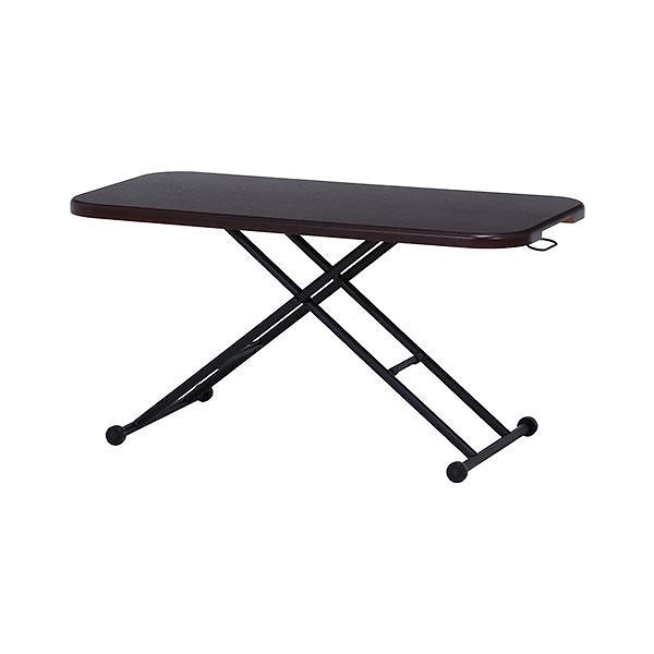 ガス昇降フリーテーブル ワイド ブラウン [幅120x奥行60cm]