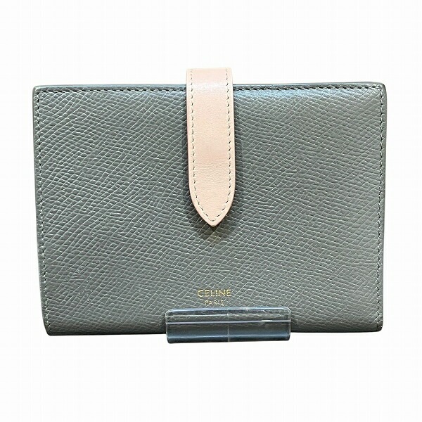 セリーヌ ミディアム ストラップウォレット 10B643BUR・10GV 2つ折り財布 【中古】