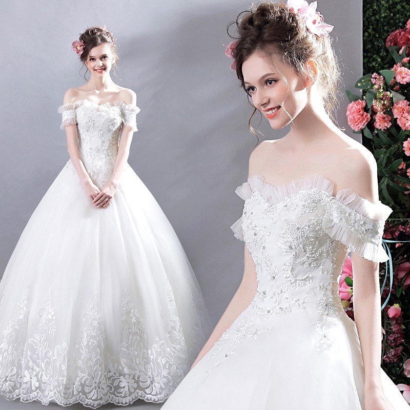 ウエディングドレス ウェディングドレス 結婚式 安い プリンセス エンパイア 花嫁 白 ロングドレス 二次会 披露宴 ブライダル レトロ 大きいサイズ