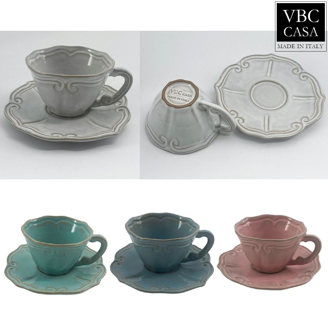 [VBC CASA] Fondaco Baroque tea cup + saucer 4色 食器セット 韓国人気 家の贈り物 誕生日プレゼント キッチン用品 陶器 高級インテリア 7,905円