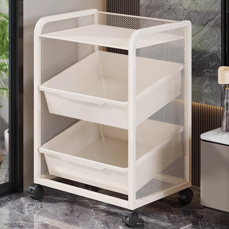 スリットストレージキャビネットベッドルームベッドサイドスナックストレージラックリビングルームサイドキャビネットバスルームホイール移動可能なギャップキャビネット