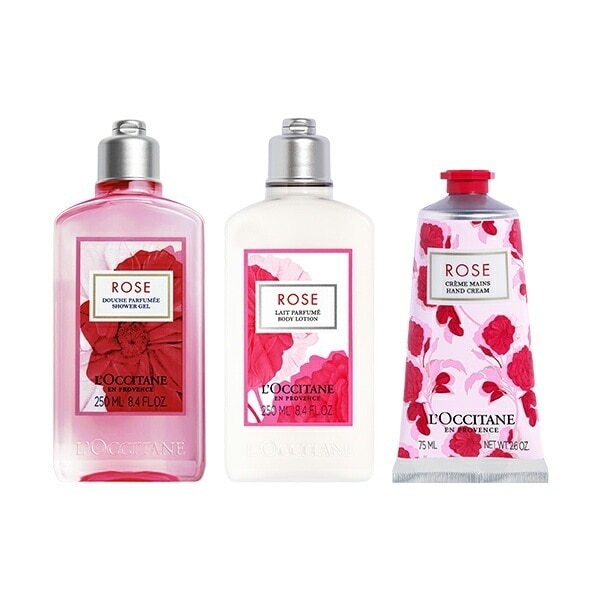 ギフトセット シャワージェル ボディソープ 洗浄料 250ml ボディミルク 乳液 250ml ハンドクリーム 75ml 3点セット ローズ ハンドケア ボディケア オリジナルセット 女性 プレゼント