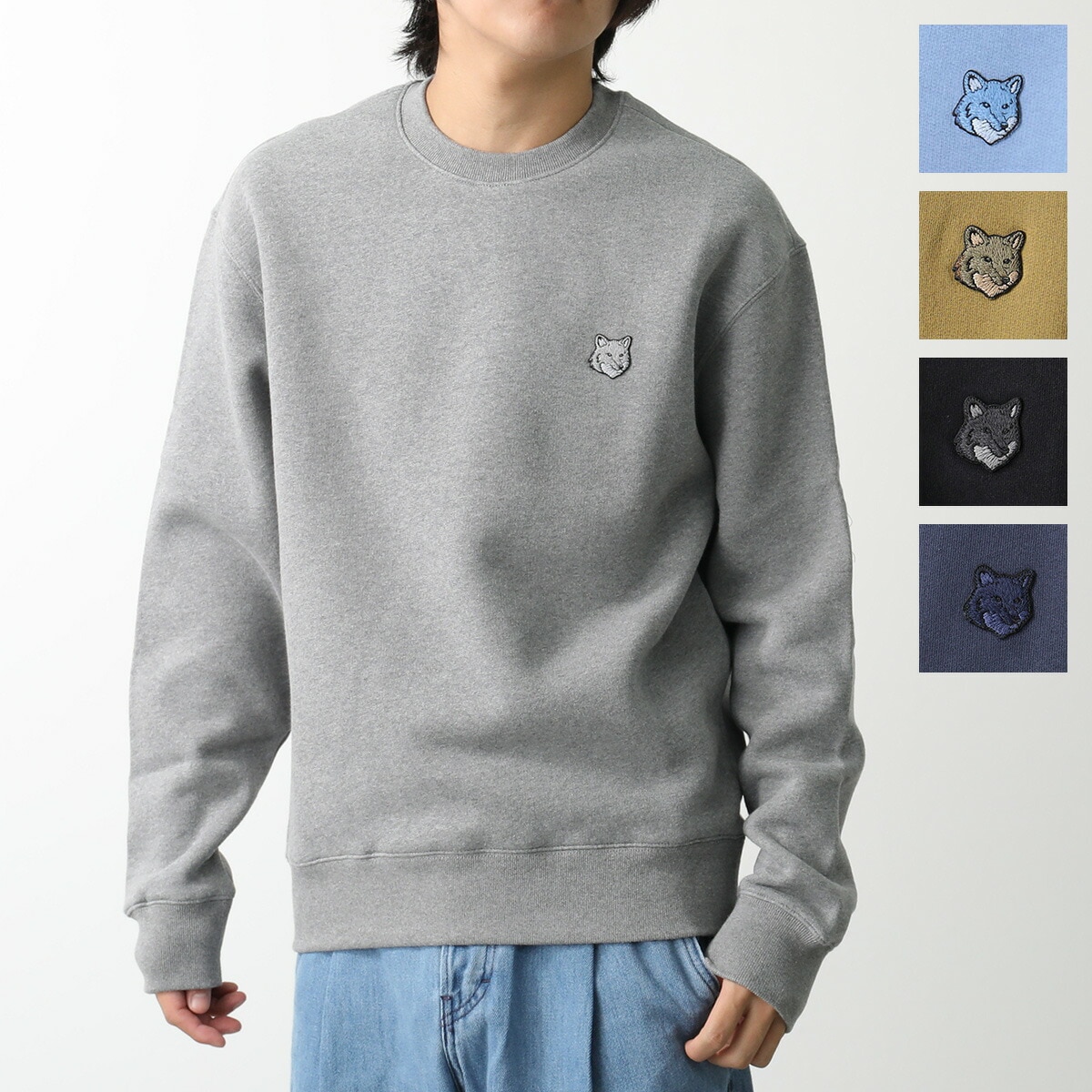 MAISON KITSUNE メゾンキツネ トレーナー MM00316KM0307 メンズ 長袖 スウェット フォックス刺繍パッチ 裏起毛 クルーネック カラー5色