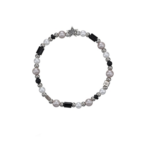 【SCUDO】 Black Ash Pink Sea Star Beads Bracelet 正規品