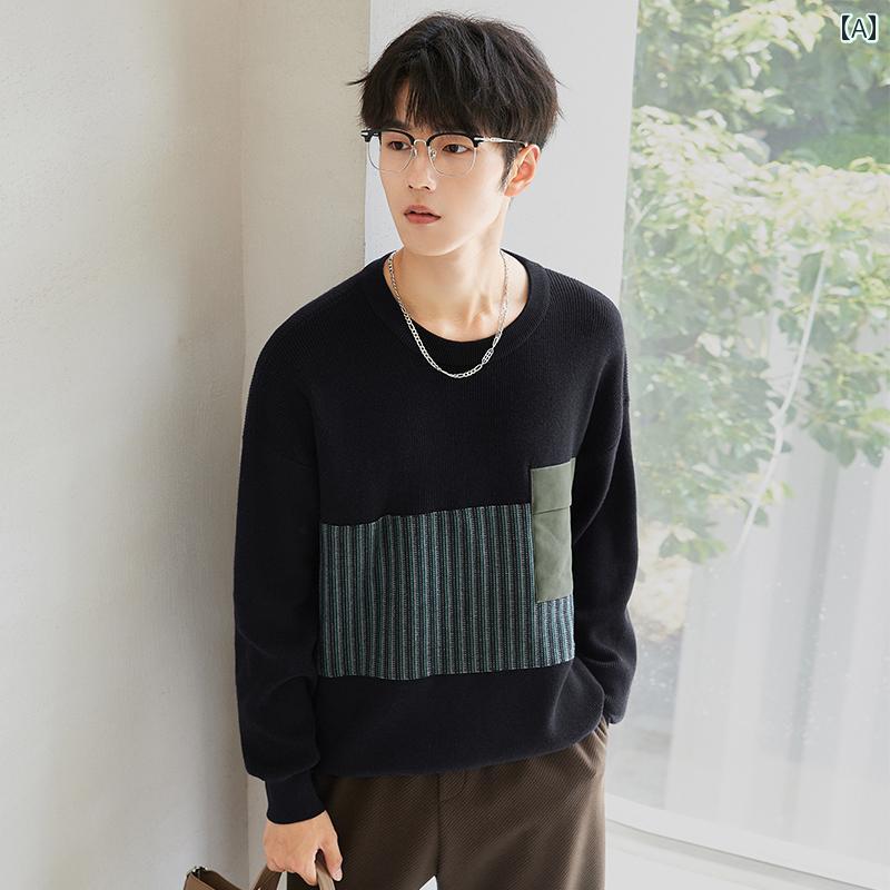 メンズ 秋冬 長袖 厚手 ニット トップス セーター レイヤード カジュアル おしゃれ 普段使い 着やい 動きやい 快適 レジャー アウトドア ワーク